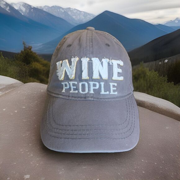 Wine People Hat Ball Cap New Orleans We People Distressed Gray Buckle Back - Picture 1 of 9
